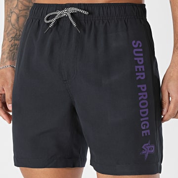 Super Prodige - Pantalón Corto de baño Logo SP Negro Violeta