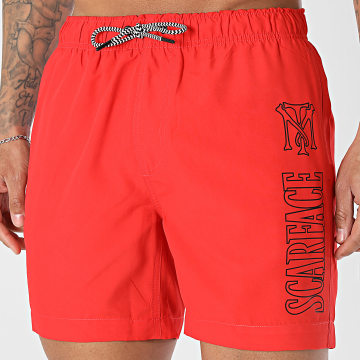 Scarface - Short De Bain Logos Contours Rouge Noir