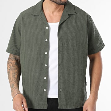 JJ Rebel - Chemise Manches Courtes Texturée Haven Resort Vert Foncé