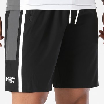 Comme Des Loups - Calção de treino A Bandas Master Preto Cinza Antracite Branco