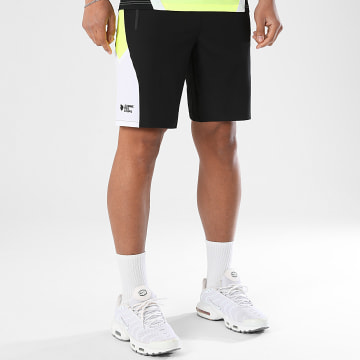 Comme Des Loups - Short Jogging Wave Noir Jaune Fluo Blanc