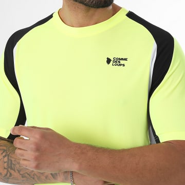 Comme Des Loups - Tee Shirt Wave Jaune Fluo Noir Blanc