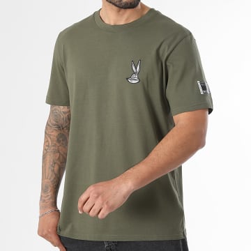 Looney Tunes - Camiseta Oversize con Parche Bordado Bugs Verde Caqui