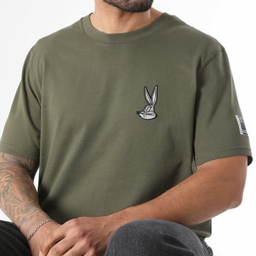 Looney Tunes - Tee Shirt Oversize Patch Brodé Bugs Vert Kaki