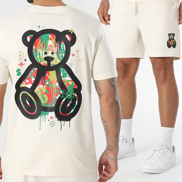 Teddy Yacht Club - Co-ord Set T-Shirt En Casual Short Art Serie Luxury Beige