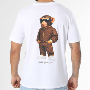 Teddy Yacht Club - T-Shirt Oversized Large Monkey Style All Over Bruin Achterkant Wit