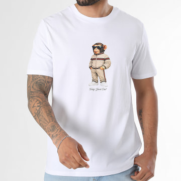 Teddy Yacht Club - T-Shirt Oversized Large Monkey Style All Over Beige Wit