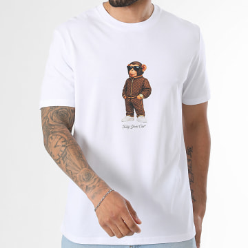Teddy Yacht Club - T-Shirt Oversized Large Monkey Style All Over Bruin Wit