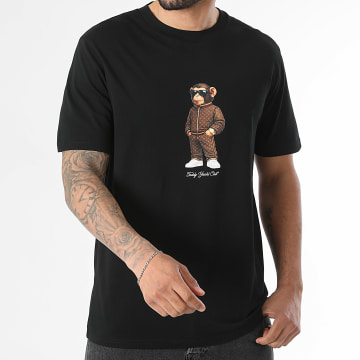 Teddy Yacht Club - T-Shirt Oversized Large Monkey Style All Over Bruin Zwart