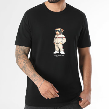 Teddy Yacht Club - T-Shirt Oversized Large Monkey Style All Over Beige Zwart