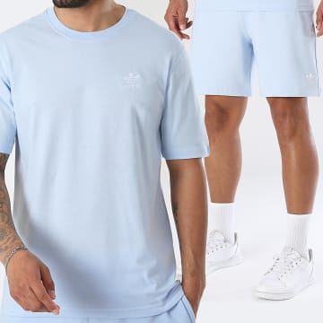 Adidas Originals - Ensemble Tee Shirt Et Short Jogging Essential KE1195 KE3389 Bleu Clair