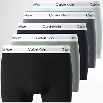 Calvin Klein - Pack di 5 Boxer NB4437 Nero Grigio Verde Kaki Blu Chiaro Blu Navy