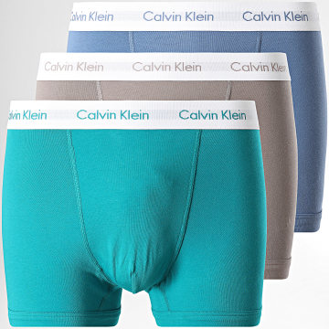 Calvin Klein - Pack de 3 Boxers Trunk U2662G Azul Verde Marrón