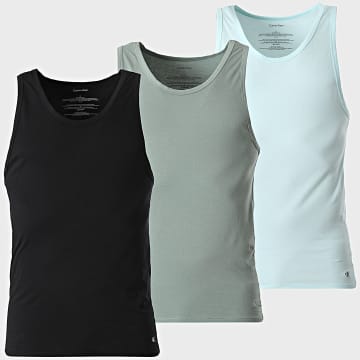 Calvin Klein - Lot De 3 Débardeurs 4184 Bleu Ciel Vert Kaki Noir