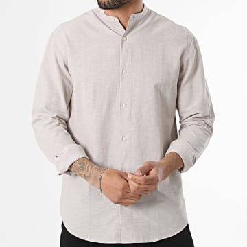 Jack And Jones - Camisa de Manga Longa em Linho Breeze Linen Blend Bege