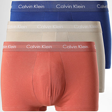 Calvin Klein - Pack de 3 Boxers em Algodão Stretch U2664G Bege Laranja Azul Royal