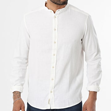 Blend - Camisa Manga Larga Bobby Linen Mandarin 20720223 Blanco