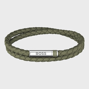 BOSS - Bracelet Ares 1580797 Vert Kaki Argenté
