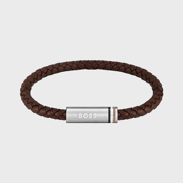 BOSS - Bracelet Ares Single 1580623 Marron Argenté