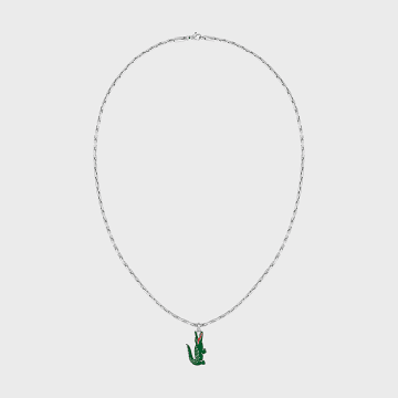 Lacoste - Collier Arthor Logo Crocodile Argenté