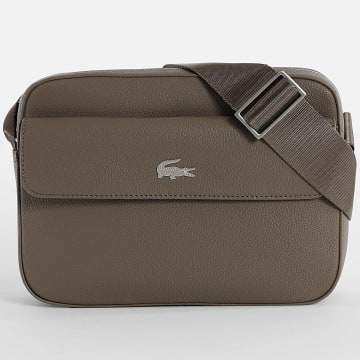 Lacoste - Bandolera Imitación Cuero Logo Cocodrilo Metal Marrón