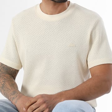 Lacoste - Camiseta Punto Logo Bordado Cocodrilo Tonos Tonales Ajuste Regular Beige