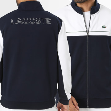 Lacoste - Veste Zippée Logo Crocodile Bleu Marine Blanc