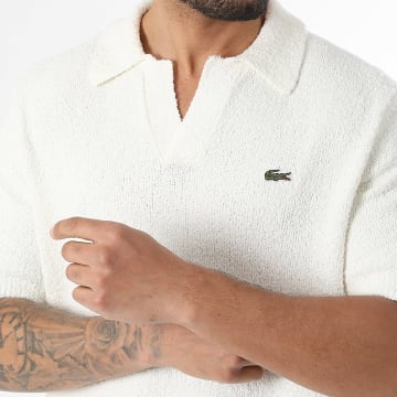 Lacoste - Polo Manches Courtes Texturé Logo Brodé Crocodile Classic Fit Beige