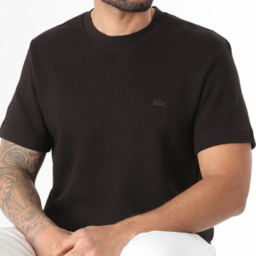 Lacoste - Camiseta Punto Logotipo Bordado Cocodrilo Tonal Regular Fit Marrón Oscuro