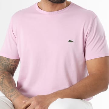 Lacoste - Camiseta Logotipo Bordado Cocodrilo Regular Fit Rosa