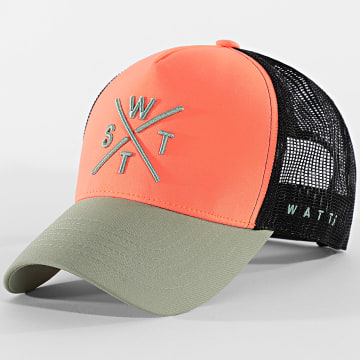 Watts - Casquette Trucker Tribe Orange Vert Kaki Noir
