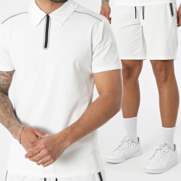 Classic Series - Set Polo Kurzarm Reißverschluss Kragen Und Jogging-Short 762 Weiß