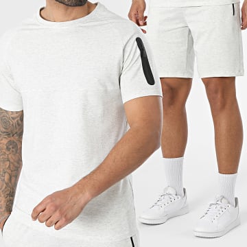 Classic Series - Ensemble Tee Shirt Et Short Jogging 766 Gris Clair Chiné