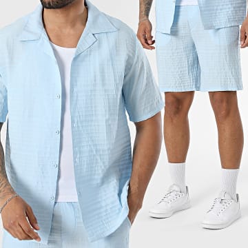 KZR - Ensemble Chemise Manches Courtes Et Short Jogging 280 Bleu Clair