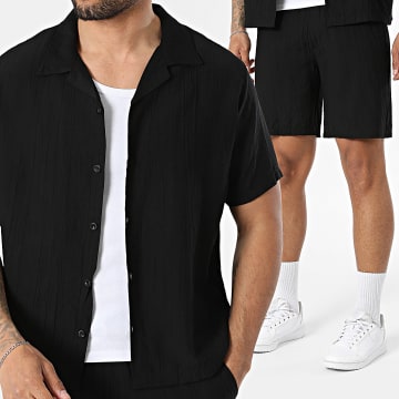 KZR - Ensemble Chemise Manches Courtes Et Short Jogging 216 Noir