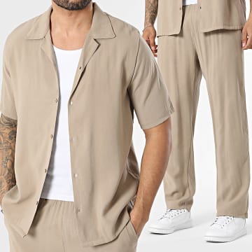 KZR - Conjunto Camisa de Manga Corta y Pantalón 279 Beige