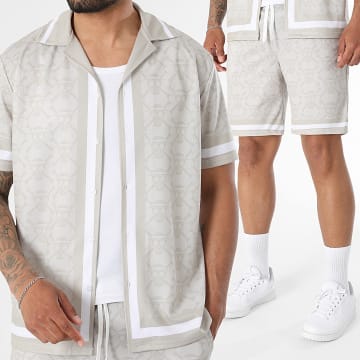 One Piece - Tracksuit Short Sleeve Shirt And Jogger Short Skull Luffy Beige