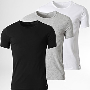 Tommy Hilfiger - Lot De 3 Tee Shirts 3933 Blanc Gris Chiné Noir