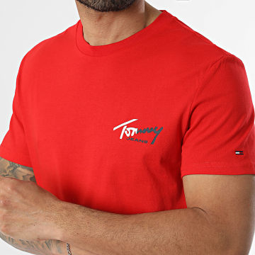 Tommy Jeans - Tee Shirt Slim Sign Chest 2538 Rouge