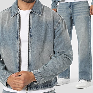 Uniplay - Ensemble Veste Jean Zippée Et Jean Baggy 459 Bleu Denim