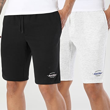 Jack And Jones - Lot De 2 Shorts Jogging Gordon Brandon Noir Gris Clair Chiné