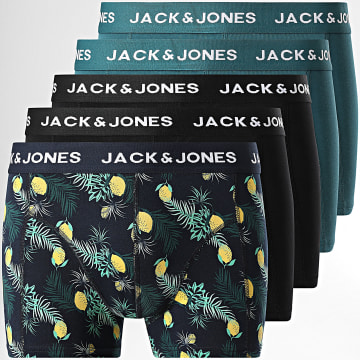 Jack And Jones - Lot De 5 Boxers Jake Lemon Bleu Marine Noir Vert