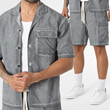 Uniplay - Tracksuit Short Sleeve Shirt And Cargo Short 153 Anthracite Grey