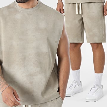 Uniplay - Tracksuit Sleeveless T-Shirt And Jogger Short C21 Beige