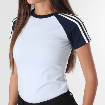 Adidas Originals - T-Shirt Met Strepen Dames SST KD3801 Lichtblauw Marineblauw