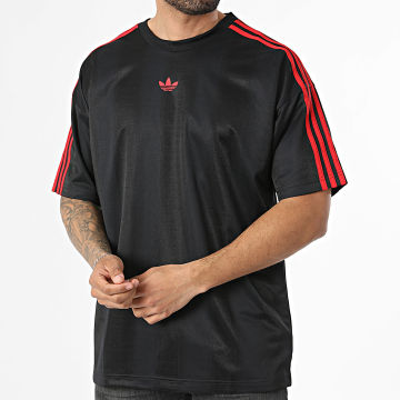 Adidas Originals - Tee Shirt A Bandes Jacquard Jersey KD5831 Noir Rouge