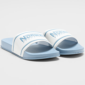 Geographical Norway - Pantolette Oflop Helles Blau Weiß