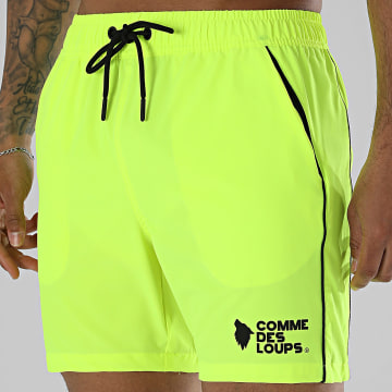 Comme Des Loups - Pantalón Corto de baño Steam Amarillo Flúor Negro