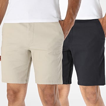Jack And Jones - Pack di 2 Pantaloncini Chino Marco Dylan Beige Blu Navy