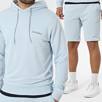 Jack And Jones - Ensemble Tee Shirt Sweat Capuche Et Short Jogging Brandon Bleu Clair Bleu Marine